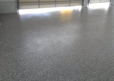 New epoxy floor with grey flakes